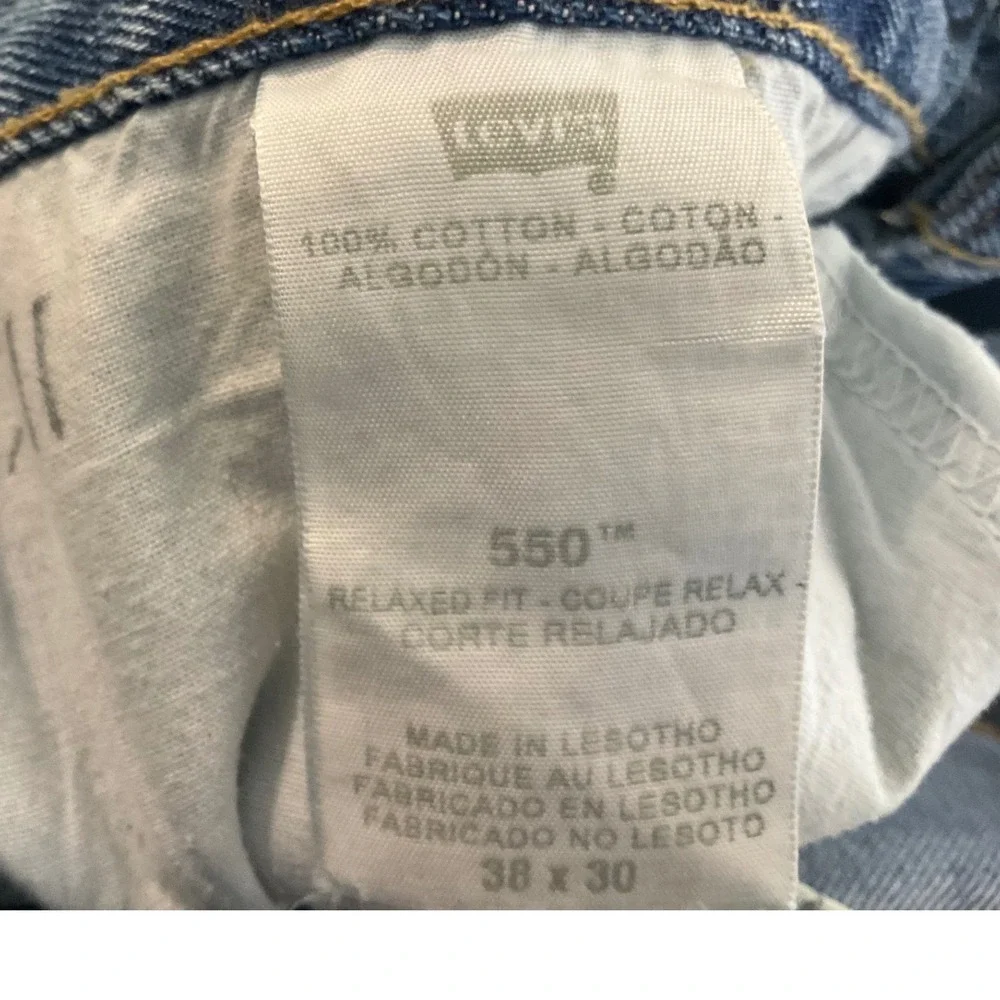Levis 550 Mens Relaxed Fit Tapered Leg Blue Denim Jeans 38x30 (fits 34x27)